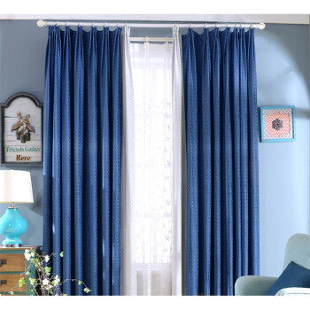 蓝色绒布窗帘效果图图片