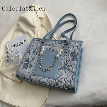 calculatkeenck女包大容量2024新款夏天小众设计珍珠链条单肩包百搭