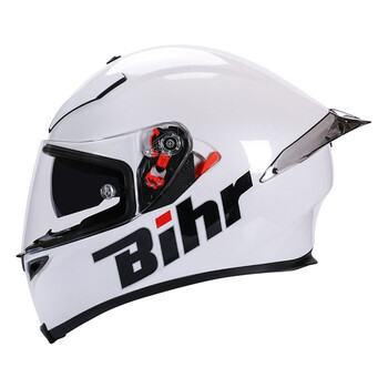 bihr头盔大尾翼蓝牙赛车男女四季电动摩托车机车全盔 白色 m