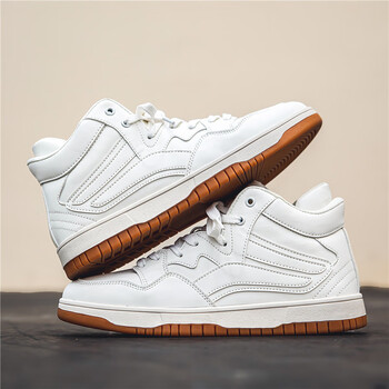 vipkobo男鞋夏季高帮小白鞋男款大码板鞋学生运动休闲鞋子男士新款米