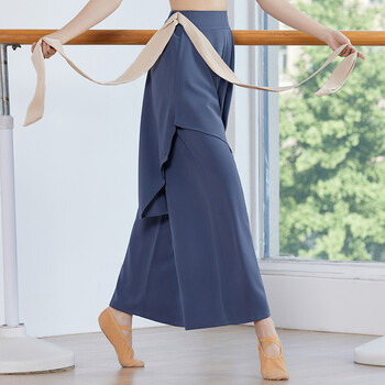 烟青色-飘带阔腿裤 xs