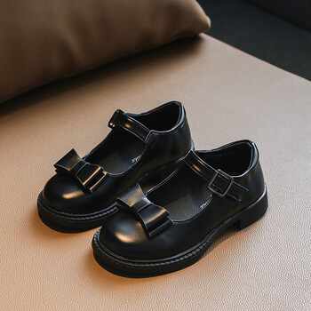 山鸥2022夏新款黑色女童皮鞋小女孩单鞋中大童公主鞋蝴蝶结学生表演鞋