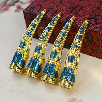 古装古风清宫廷后宫手指套护甲指甲套皇后贵妃景泰蓝加厚电泳金蓝花4