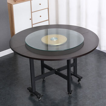 墨绩 折叠圆桌家庭酒店饭桌简易餐桌家用小户型大圆桌多功能可移动