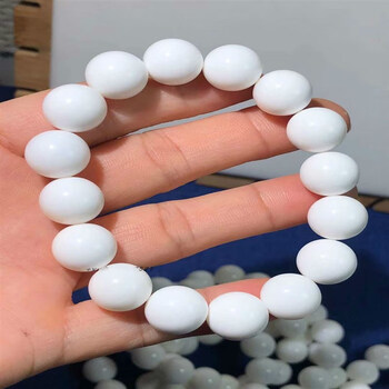 石车石渠手串天然白贝壳手串男项链手持佛珠单圈情侣手链女吊坠七夕