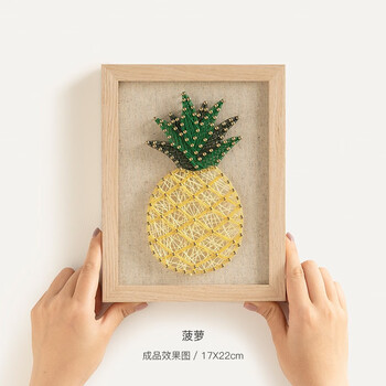 线画diy制作材料包手作装饰礼物送男神朋友送闺蜜 f款-菠萝(实木外框)
