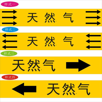 天然氣走向消防水管道標籤貼|壓縮空氣天然氣管路流向箭頭管道色環