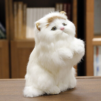 仿真动物猫咪会叫玩偶儿童毛绒宠物猫咪模型摆件电视卧猫静态模型 胖
