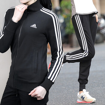 adidas阿迪达斯tz 女装套装 2018秋冬新品运动服透气宽松夹克外套休闲