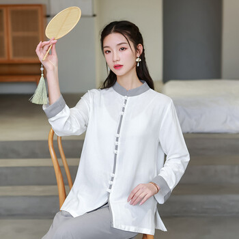 居士服女佛教衣服2022春夏中国风复古佛系禅意禅修服居士服中式唐装