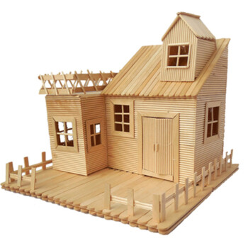 刻沫 建筑模型制作材料 雪糕棒棍木条diy小屋手工制作房子拼装玩具