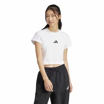 阿迪达斯 adidas女夏季棉短款运动休闲修身短袖t恤 je4001
