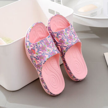 新款厂家批发夏凉拖鞋女款居家厚底情侣运动防滑防臭速干超轻水晶粉