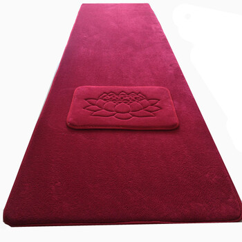 大头长头垫拜佛垫顺滑柔软加厚家用磕头拜垫禅修蒲团拜垫 竖条藏红色