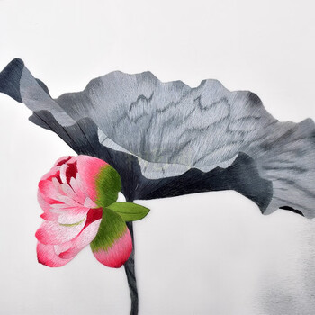 伯特兰丹顿 栩艺阁 苏绣成品纯手工刺绣4丝精品水墨荷花客厅玄关卧室