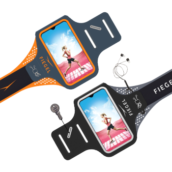 FIEGEL 马拉松跑步手机臂包运动手机臂套男士 女士通用健身手机袋手机包 黑色 华为p30专用