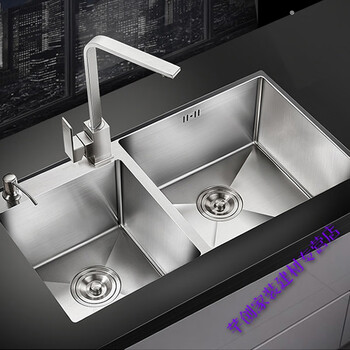 左小右大洗菜盆 手工水槽双槽台下盆加厚304不锈钢厨房洗菜盆左小右大