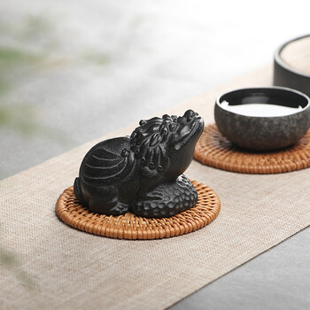 摆件创意精品九子茶玩可养手工石雕手把件招财 龙生九子系列之嘲风