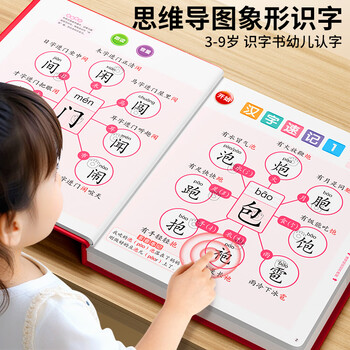 奕思瑞幼儿童思维导图象形识字大王3000认字书点读学习机速记汉字卡片 思维导图象形识字书