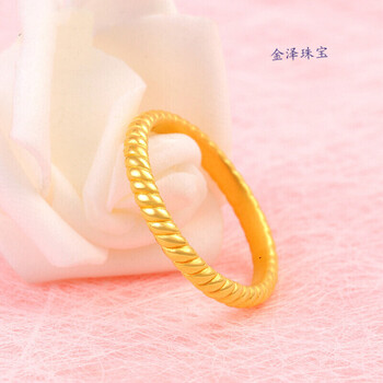 官方旗舰店老凤祥同款黄金戒指女戒简约波纹指环999足金戒子男女士