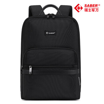 SABER瑞士军刀包SA2546男士商务防水双肩包防泼水耐磨电脑包学生书包 黑色
