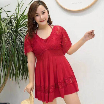 泳衣女微胖女孩大胸泳衣大码胖mm大胸200斤超特微胖女孩连衣裙式遮肉