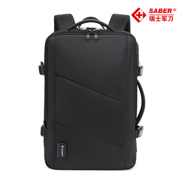 SABER瑞士军刀包SA2510男士商务双肩包学生大容量USB充电旅行电脑包 黑色