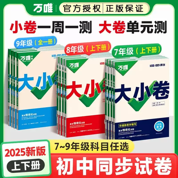 年级自选】2025新版万唯大小卷七八九年级下册试卷测试卷 语文数学英语物理小四门化学生物政治历史人教版北师版湘教版苏科版沪科版华师版初中必刷题同步教材 九年级全一册 数学（华师版）