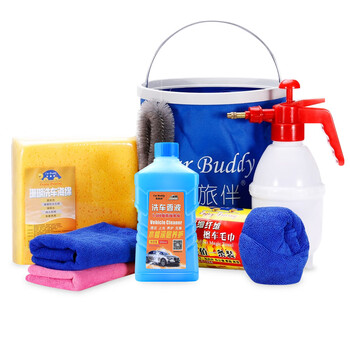 
                                        
                                                            车旅伴(Car Buddy)洗车套装8件套（擦车巾3条+11升水桶+洗车液500ml+轮毂刷+海绵+喷壶）HQ-C1280                