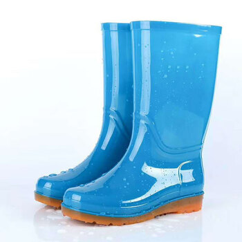锐麻   高筒雨鞋水鞋女成人长筒水靴外穿雨靴女款防水防滑胶鞋蓝色