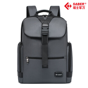 SABER瑞士军刀包SA2531新款双肩包大容量多功能商务通勤包笔记本男背包 深灰色