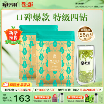 芳羽2025新茶预售 安吉白茶特级四钻明前绿茶250g 袋装茶叶