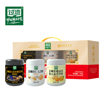 过湾【富硒杏仁七白粉380g】杂粮米燕麦粥八宝粥米五谷杂粮主食杂粮粉 食养礼1.14kgx1提
