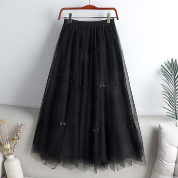 蝶羽凡【适合胖女人】半身裙特大码加肥加大夏不规则两面穿网纱裙大码