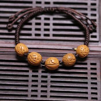 小宝宝桃核手链手串婴儿童成人平安金刚结红绳野生手工磨光滑 a深棕色