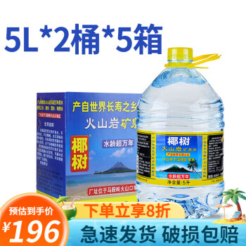 椰树火山岩矿泉水5L*2桶*5箱15箱大桶装水家庭会议用水 椰树火山岩矿泉水5L*2桶*5箱