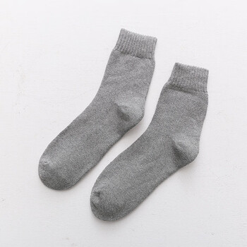 厚袜子男中筒袜 季加厚加绒厚男士袜无骨缝合 浅灰色 五双 39-44