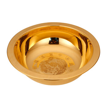 纯铜脸盆盆子加厚黄铜紫铜盆洗脚盆金盆家用结婚喜庆用品 40cm加厚光