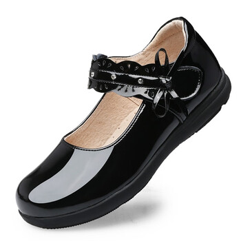 郑童鞋女童黑色皮鞋真皮公主鞋单鞋儿童春秋牛皮软底黑色学生童鞋女