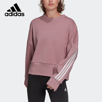 阿迪达斯adidas女装卫衣2022春秋短款针织宽松插肩时尚休闲套头衫hd