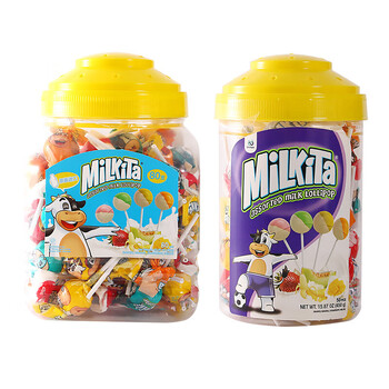 洪僖侨印尼进口 牛奶水果双层棒棒糖儿童零食罐装散装 棒棒糖450g(内