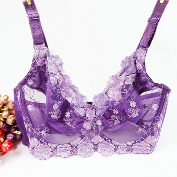 斤胖mm大码内衣全蕾丝性感无痕舒适文胸85g80h95f105c110d100b 紫色