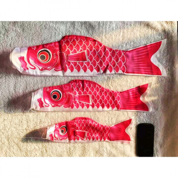 日本料理店装饰和风鲤鱼幡旗锦鲤旗导游旗帜端午节饰品 中粉红色 55cm
