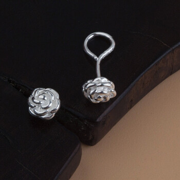 银耳钉999纯银复古女士生耳饰民族风玫瑰梅花足银耳环 玫瑰耳钉