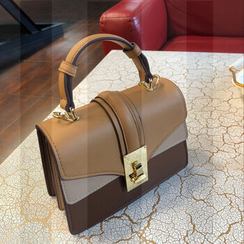 京东优选锁扣手提包包女2019秋冬新款女包拼色复古小方包斜跨小包包单