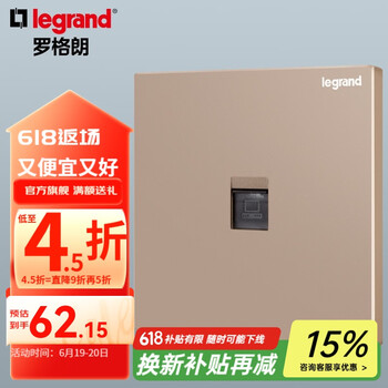 罗格朗legrand开关插座面板逸景玫瑰金色86型暗装墙壁电源大板 六类网络插座