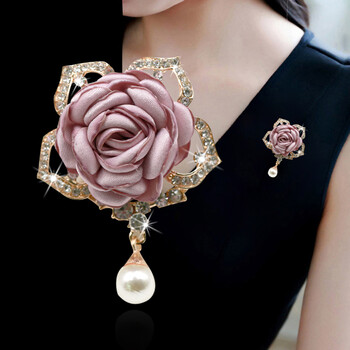 布艺花朵胸针别针森系小巧胸花毛衣外套大衣清新配饰品女香芋色胸针款