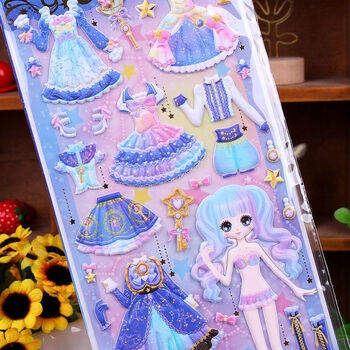 芭比娃娃儿童公主换装贴纸女孩换衣服贴画奖励