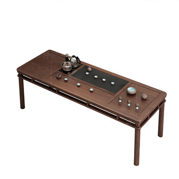 黑胡桃木茶桌椅组合新中式禅意功夫茶几茶台实木茶桌茶具套装一体 180