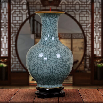 景德镇陶瓷花瓶摆件客厅插花仿古官窑中式居装饰品小工艺品瓷器 赏瓶